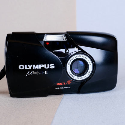 Olympus mju ii “stylus epic” black, fair condition film tested boxed