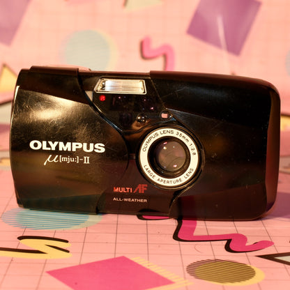 Olympus mju ii “stylus epic” black, well used condition film tested