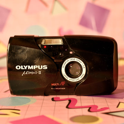 Olympus mju ii “stylus epic” black, well used condition film tested