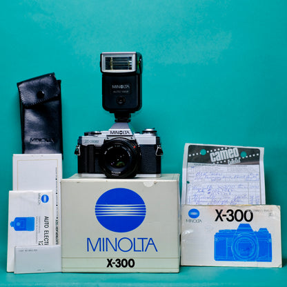 Boxed clean Minolta X-300 35mm SLR film camera refurbished